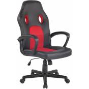 Design sportif de chaise de bureau en cuir eco avec roues hauteur réglable différentes couleurs Couleur : Noir et rouge
