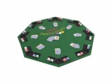 Dessus de table de poker pour 8 joueurs 2 plis octogonal vert