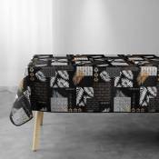 Doulito - Nappe antitache rectangulaire - 150 x 300 cm - Feuillages et Motifs graphiques Noir - Noir