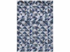 Egee - tapis patchwork géométrique bleu et gris 080 x 150 cm F-MYK80150115BLUE