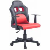 Fauteuil chaise de bureau pour enfant en similicuir rouge hauteur réglable - rougeed
