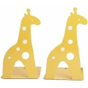 Fei Yu - Serre-livres en fer antidérapant en forme de girafe - 21 cm - Pour enfants, bibliothèque, école, bureau, maison - Jaune