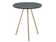 Finebuy table d'appoint marbre véritable vert métal 38x38x44 cm table de salon | petite table ronde | design table basse