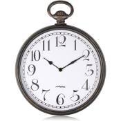 Fishtec - Horloge Murale Montre Gousset ø 30 cm - Vintage - Pour la Cuisine, Bureau, Salon... - Grands Chiffres - Noir & Cuivre