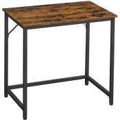 Helloshop26 - Bureau table poste de travail 80 x 50 x 75 cm pour bureau salon chambre assemblage simple métal style industriel marron rustique et noir