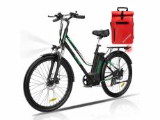 Hitway 26” vélo électrique noir - 7 vitesses - batterie au lithium amovible - 36v 11,2ah+hitway sac rouge