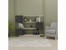 Homemania bibliothèque box - avec étagères, portes - mur, bureau, salon - blanc, anthracite en bois, 150 x 23,8 x 113,2 cm