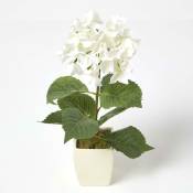 Homescapes - Hortensia artificiel crème en pot ivoire