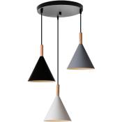 Industriale creativo semplice retro lampada a sospensione E27 lampadario decorativo 3 luci cucina ristorante (bianco/nero/grigio) - Blanc