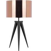 Lampe à Poser 55 cm sur Trépied Abat-Jour Rond en Métal Cuivré Moderne Stiletto - Noir