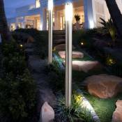 Lampe d'extérieur lampadaire lampe de jardin lampe colonne éclairage d'entrée jardin, IP44 inox argent opale, 1x douille E27, DxH 12,7x110 cm