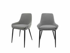 Liv - lot de 2 chaises en tissu bouclette et métal - couleur - gris