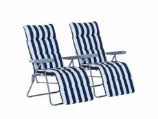 Lot de 2 chaise longue bain de soleil adjustable pliable
