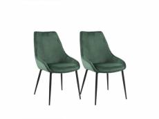 Lot de 2 chaises en velours vert et piètement en métal noir - jazzy 66087546lot2