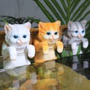 Lot de 3pcs Petit Chat Miniature Figurine en résine,