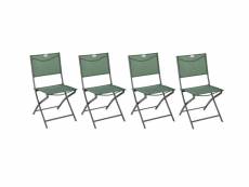 Lot de 4 chaises de jardin pliante métal modula olive-graphite - hespéride
