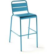 Oviala - Chaise haute de jardin en métal bleu pacific - Palavas - Bleu Pacific