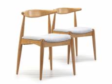Pack 2 chaises corzo, couleur chêne, bois massif, 52,5 cm x 50 cm x 74.5 cm I20051