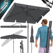 Parasol rectangulaire avec housse 2en1 et sac de transport Parasol de terrasse Parapluie 200 × 125cm pour balcon, jardin et terrasse Anthracite