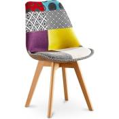 Patchwork Style - Chaise de Salle à Manger - Revêtement Patchwork - Ray Multicolore - Bois de hêtre, pp, Tissu - Multicolore