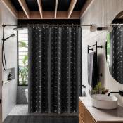 Rideau de douche(Noir), rideau de douche de salle de bain ferme avec crochet de rideau de douche - black
