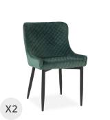 Set de 2 chaises tapissées en velours vert