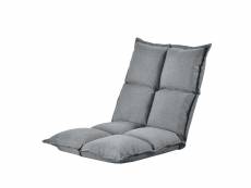 Siège de sol rembourré avec dossier réglable chaise assise coussin lit 100% polyester éponge métal 110 cm gris clair helloshop26 03_0003759