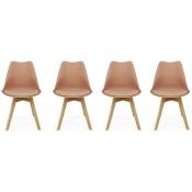Sweeek - Lot de 4 chaises scandinaves. pieds bois de hêtre. chaises 1 place. vieux rose - Vieux rose
