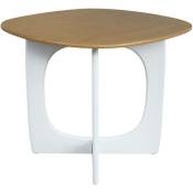 Table à manger carrée 4 places mdf et placage chêne 91.4cm - Blanc et naturel