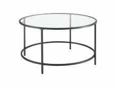 Table basse ronde pour salon petite table stylée plateau en verre pieds en acier 84 x 45,5 cm noir [en.casa]