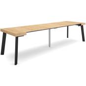 Table console extensible, Console meuble, 300, Pour 14 personnes, Pieds en bois, Style moderne, Chêne - Skraut Home