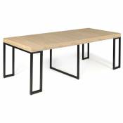 Table console extensible effet bois et métal - 4 rallonges