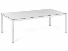 Table de jardin en rotin blanc 220 x 100 cm italy 58480