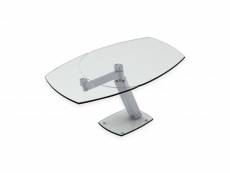 Table de repas extensible zarai plateau en verre trempée transparent piétement chrome 20100891760