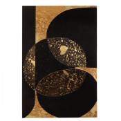 Tableau contemporain 60x90cm en cuir noir et doré