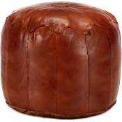 Vidaxl - Pouf 40 x 35 cm Brun roux Cuir véritable