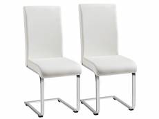 Yaheetech lot de 2 chaises de salle à manger en simili cuir blanche