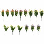 15 Paquets à L'ExtéRieur Fleurs Artificielles Faux Plastique Plantes Arbustes RéSistantes Aux uv pour Vase IntéRieur Suspendu à L'ExtéRieur