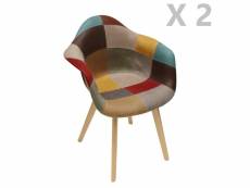2 fauteuils design scandinave patchwork - marron