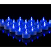 24 bougies chauffe-plat led sans flamme avec lumière bleue - Fausses bougies à piles - Pas de lumière vacillante