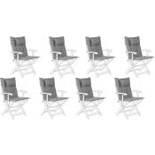 Beliani - Set de 8 Coussins d'Assise en Tissu Polyester Gris avec Rembourrage en Mousse pour Chaises de Jardin Modernes Gris