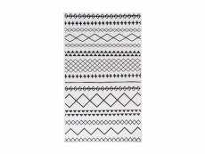 Bobochic tapis poil court rectangulaire palma motif ethnique noir + blanc 120x180