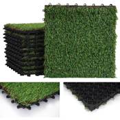 Carreau d'herbe WPC-E13, carrelage à pelouse, tapis de gazon, balcon/terrasse, 11pièces à 30x30cm