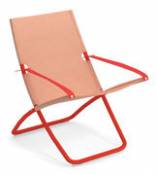 Chaise longue pliable inclinable Snooze métal & tissu orange / 2 positions - Emu orange en métal
