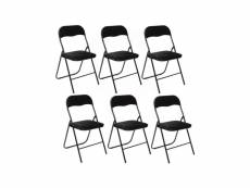 Chaise pliante en velours noir - lot de 6 chaises pliables