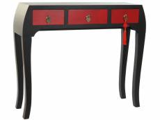 Console table console en bois de sapin et mdf coloris noir/rouge - longueur 96 x profondeur 27 x hauteur 80 cm