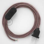 Creative Cables - Cordon pour lampe, câble RS83 Coton et Lin Naturel Rouge 1,80 m. Choisissez la couleur de la fiche et de l'interrupteur Noir