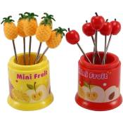 CréAtivité Belles les Fourchettes à Fruits + Base en Plastique Coloré de Qualité Alimentaire en de Fruits