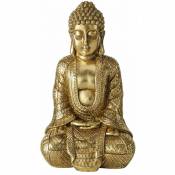 Décoration d'intérieur Figure de Bouddha Figure décorative de salon, Sculpture asiatique, Résine synthétique or, LxlxH 12x10x20 cm