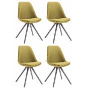 Décoshop26 - 4 chaises de salle à manger style scandinave en tissu vert pieds rond en bois gris